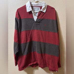 Urban Pipeline Mens Vintage Rugby Polo XXL Shirt Red Grey Stripes 100% Cotton